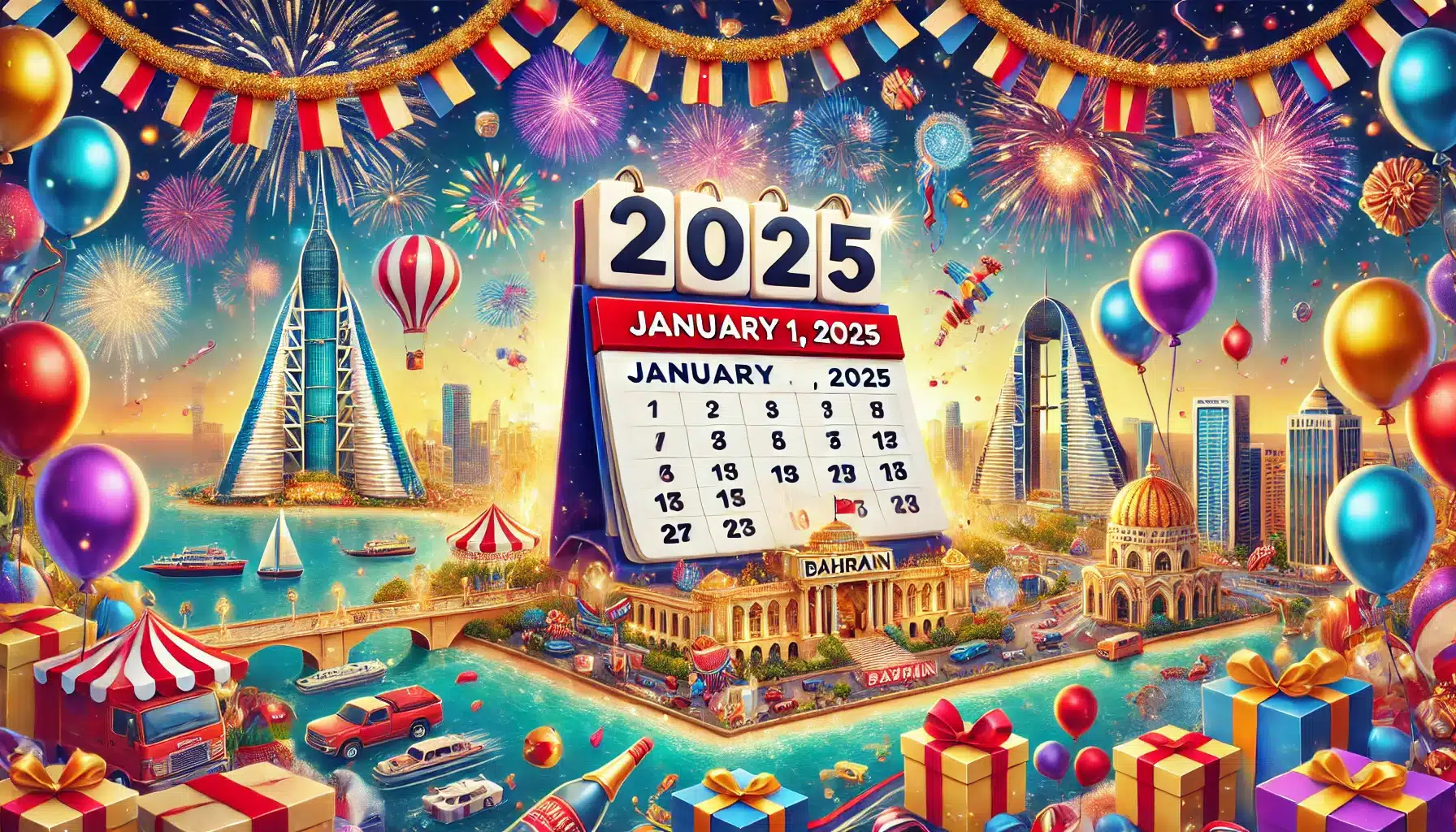 مواعيد الألعاب النارية رأس السنة في البحرين 2025