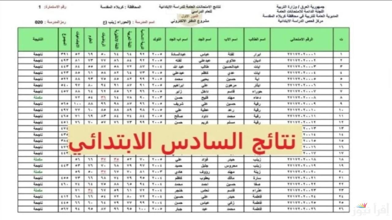 “رسميا”.. استخراج نتائج السادس الابتدائي 2025 التمهيدي في العراق عبر موقع نتائجنا